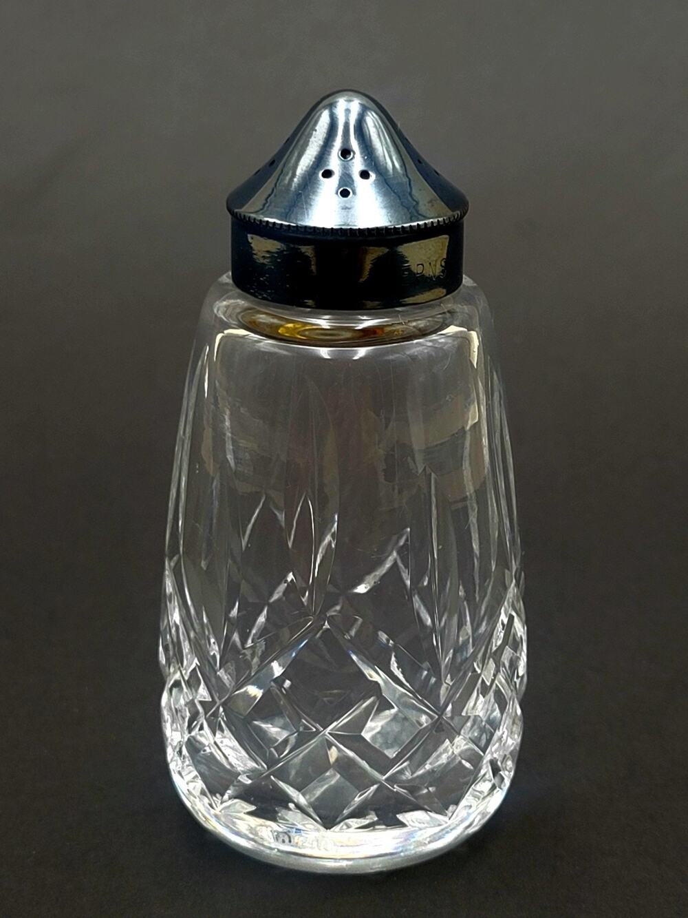 WATERFORD CRYSTAL LISMORE Salt Shaker With Silverplate Lid Vtg